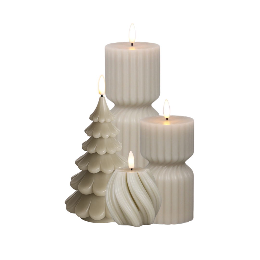 SWIRL RUNDE LED KERZE BEIGE - AB