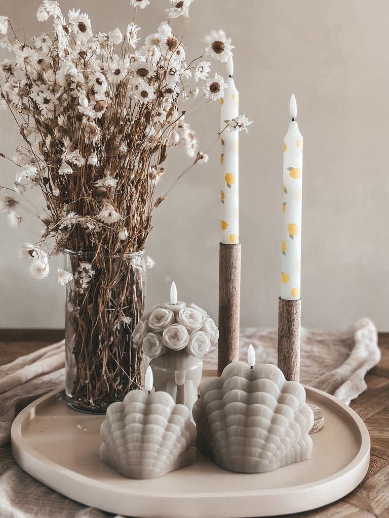 BLUMENBLUMENKERZE BEIGE - AB