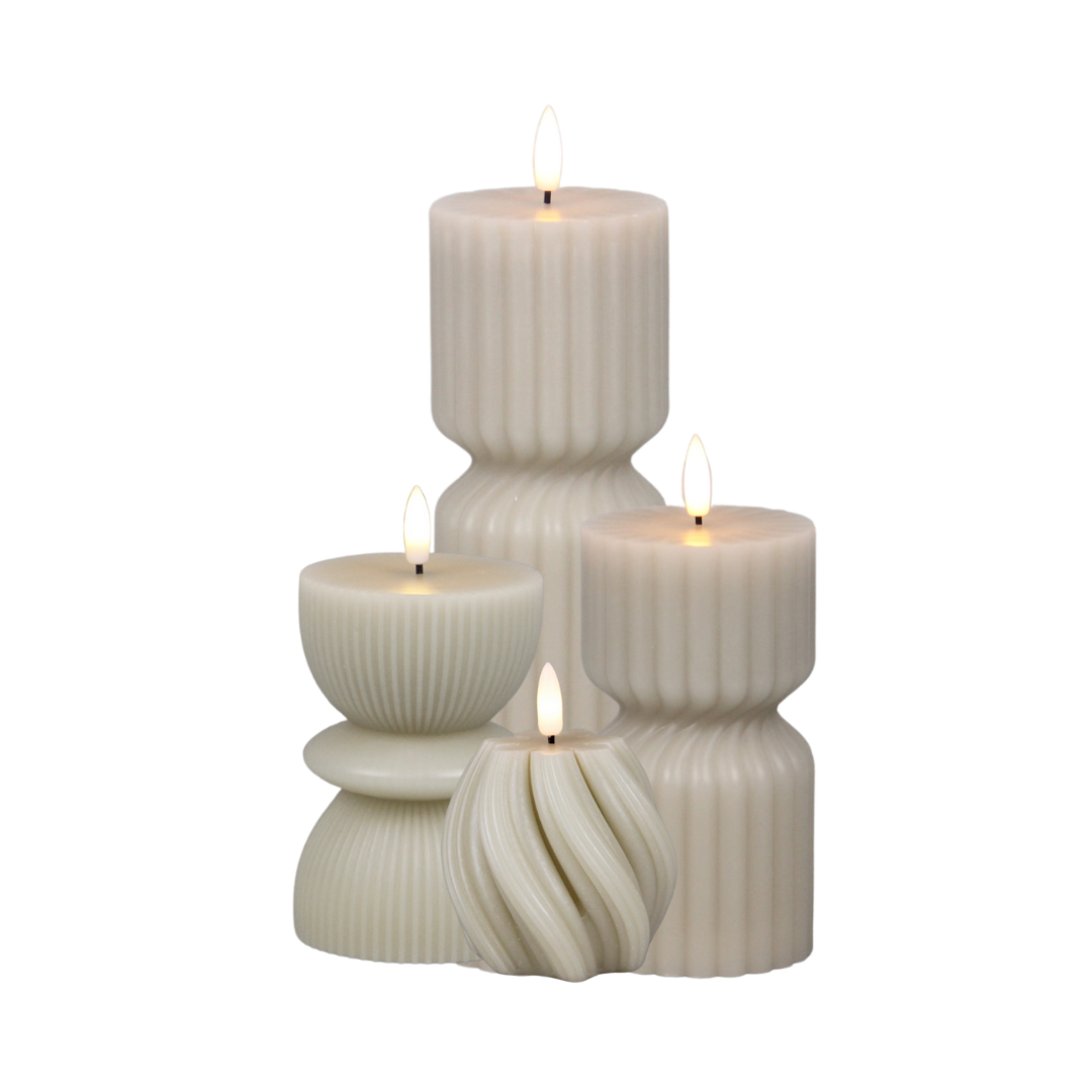 SWIRL RUNDE LED KERZE BEIGE - AB