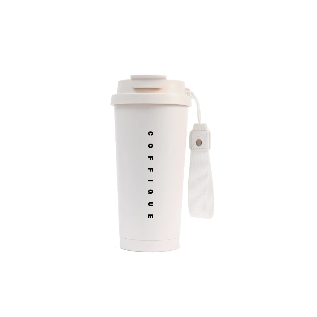 Coffique meeneembeker to go beker wit creme met twee drinkmogelijkheden