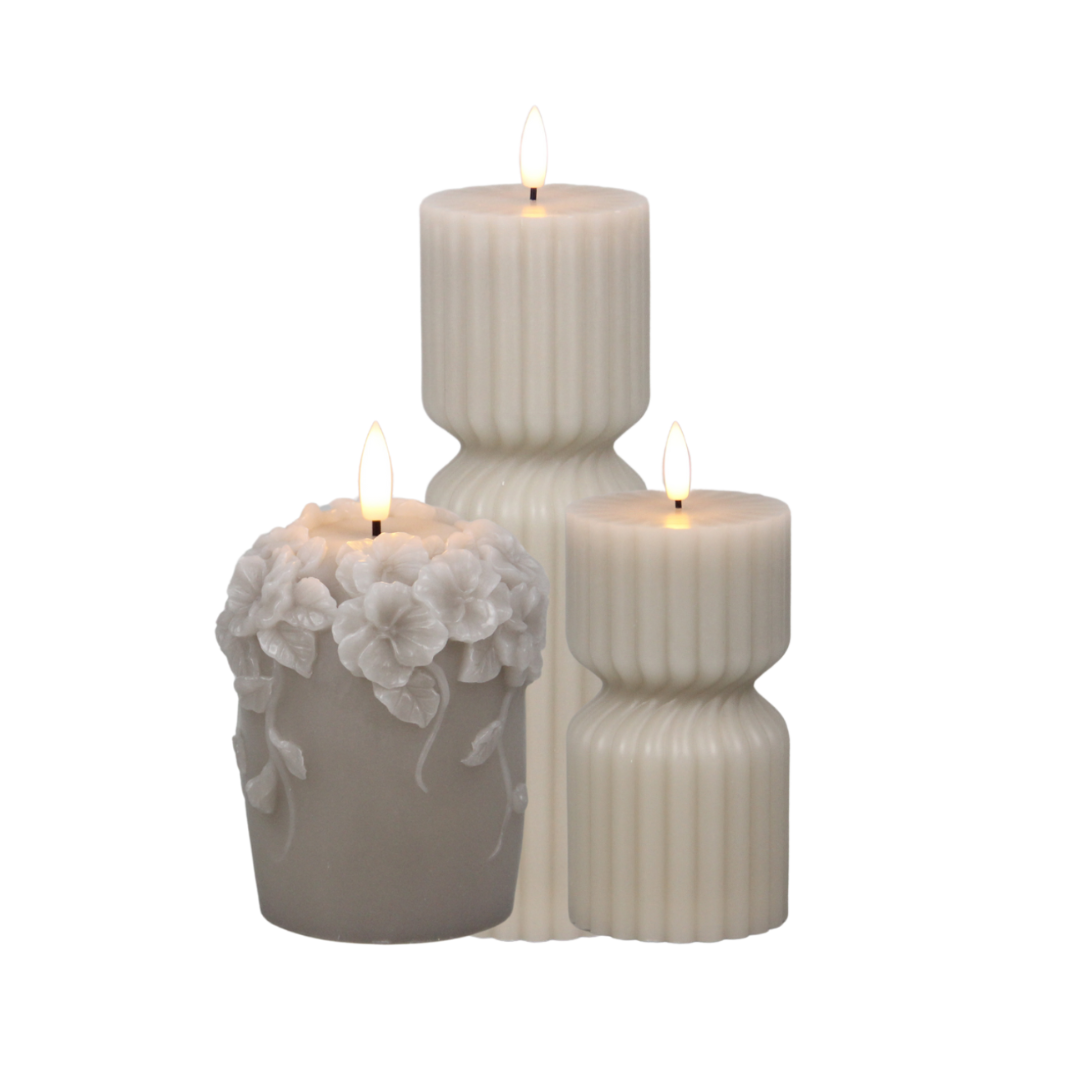 SWIRL RUNDE LED KERZE BEIGE - AB