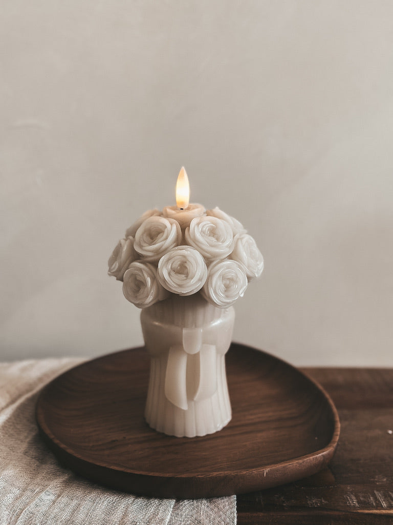 BLUMENBLUMENKERZE BEIGE - AB