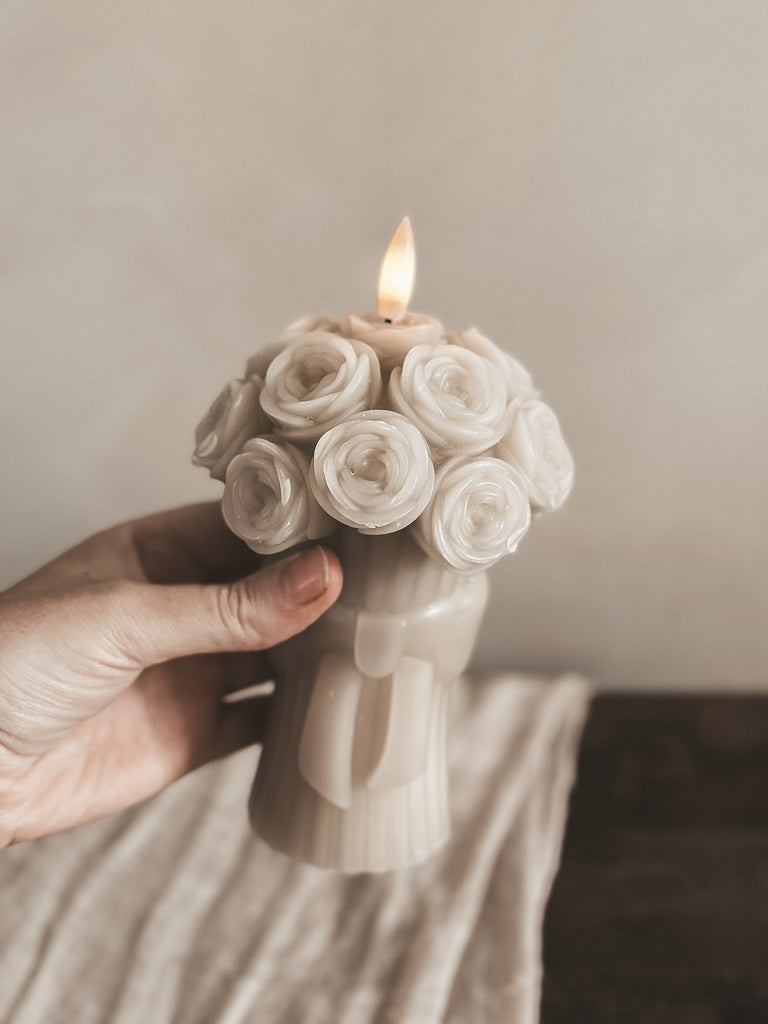 BLUMENBLUMENKERZE BEIGE - AB