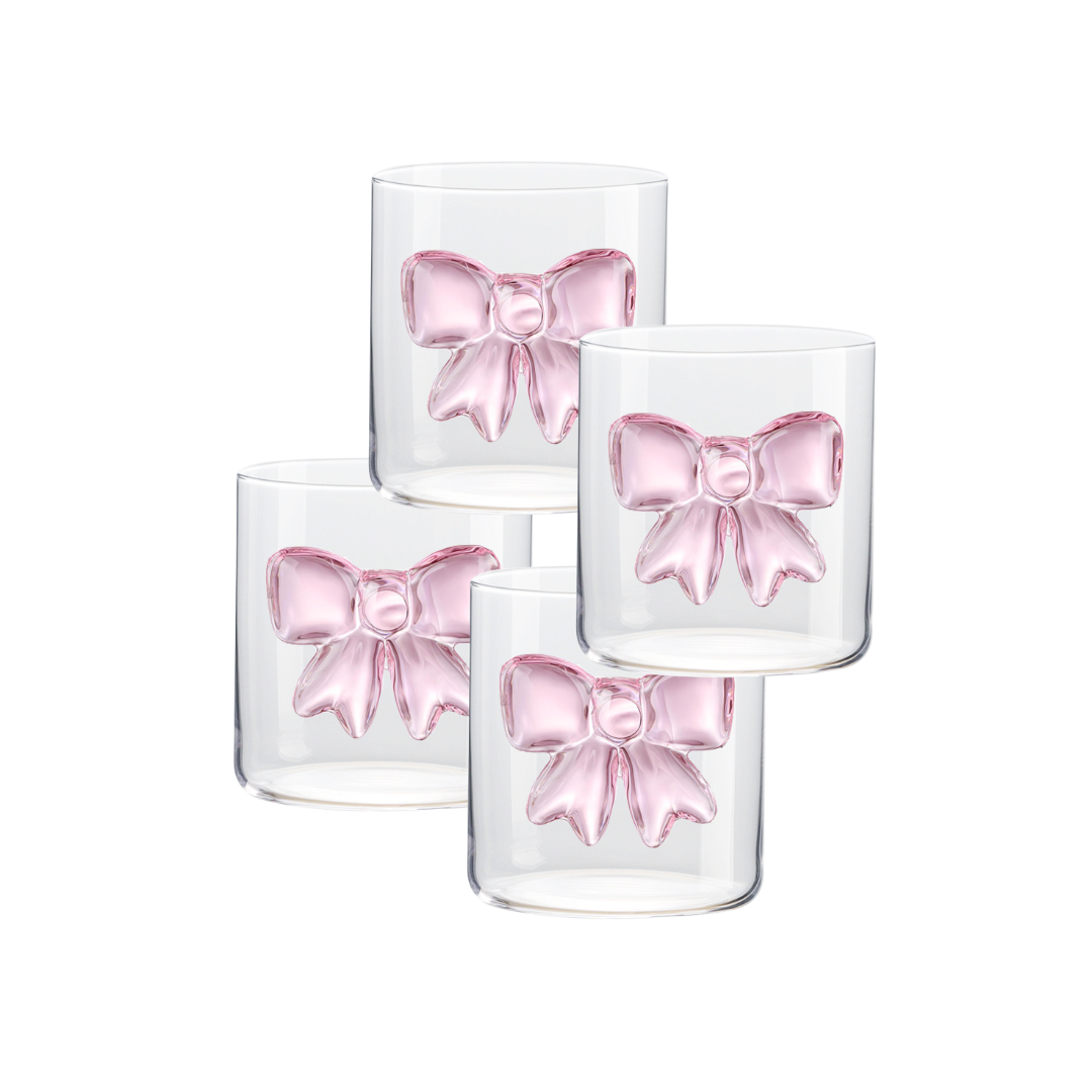 Rosa Glasschleifen – 4er-Set