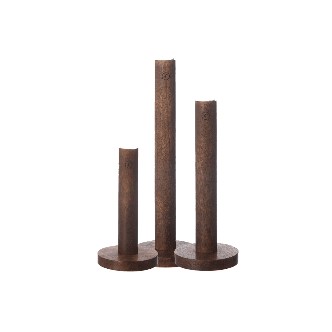 KERZENHALTER-LEUCHTENSET AUS HOLZ