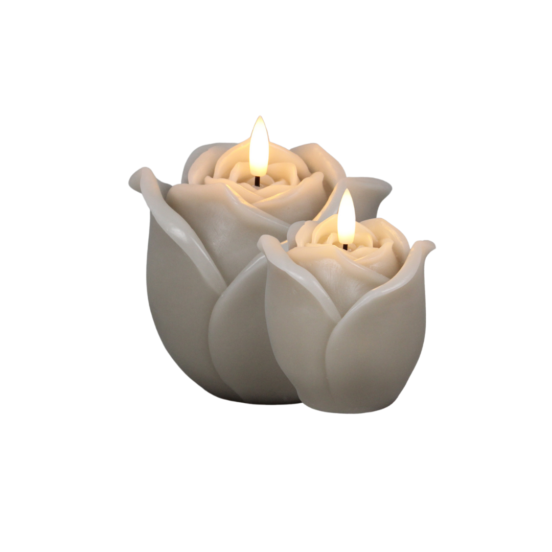 JUNOfires ledkaars beige roos bloem beige set timer