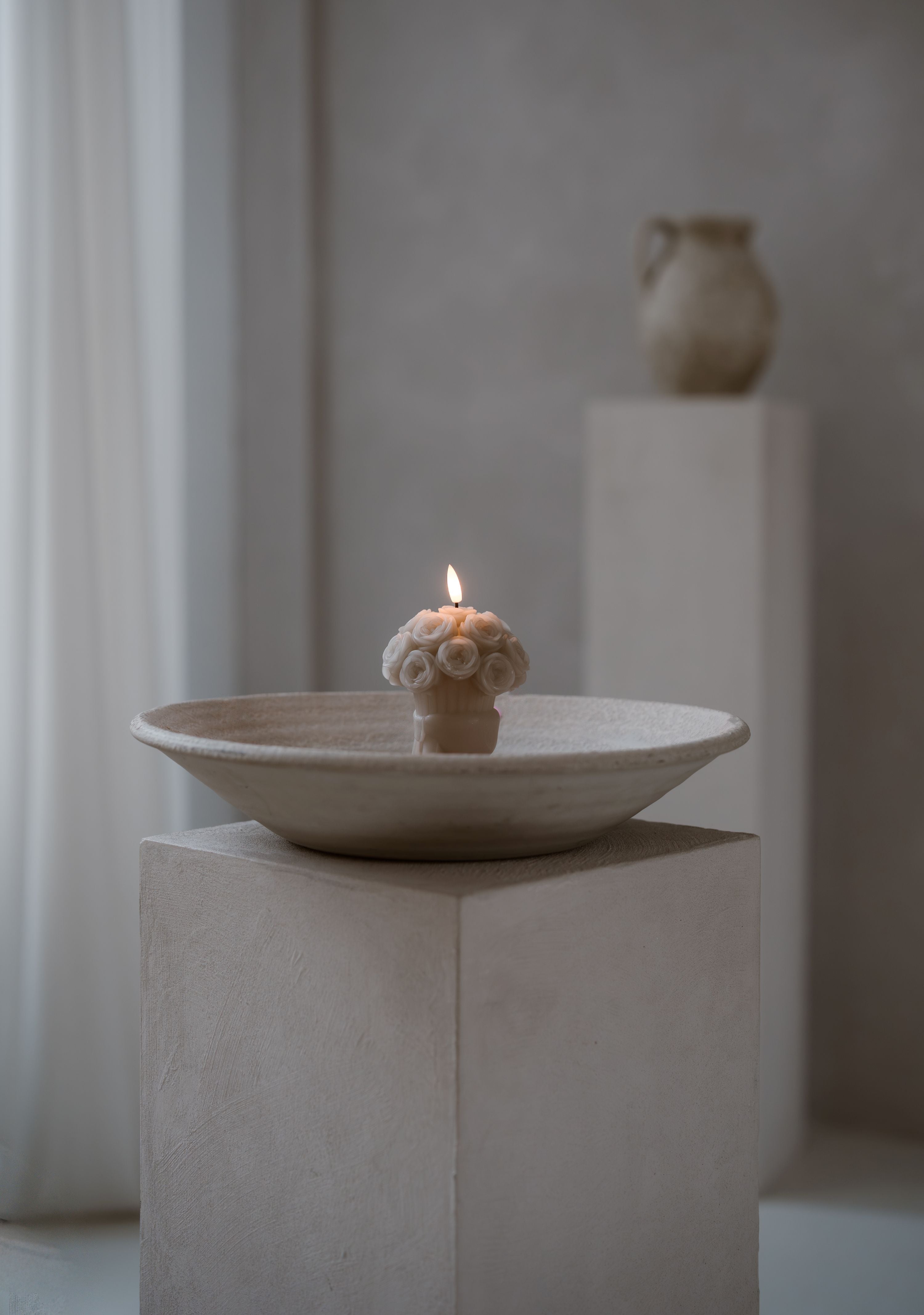 BLUMENSTRAUSS-KERZE BEIGE – AB