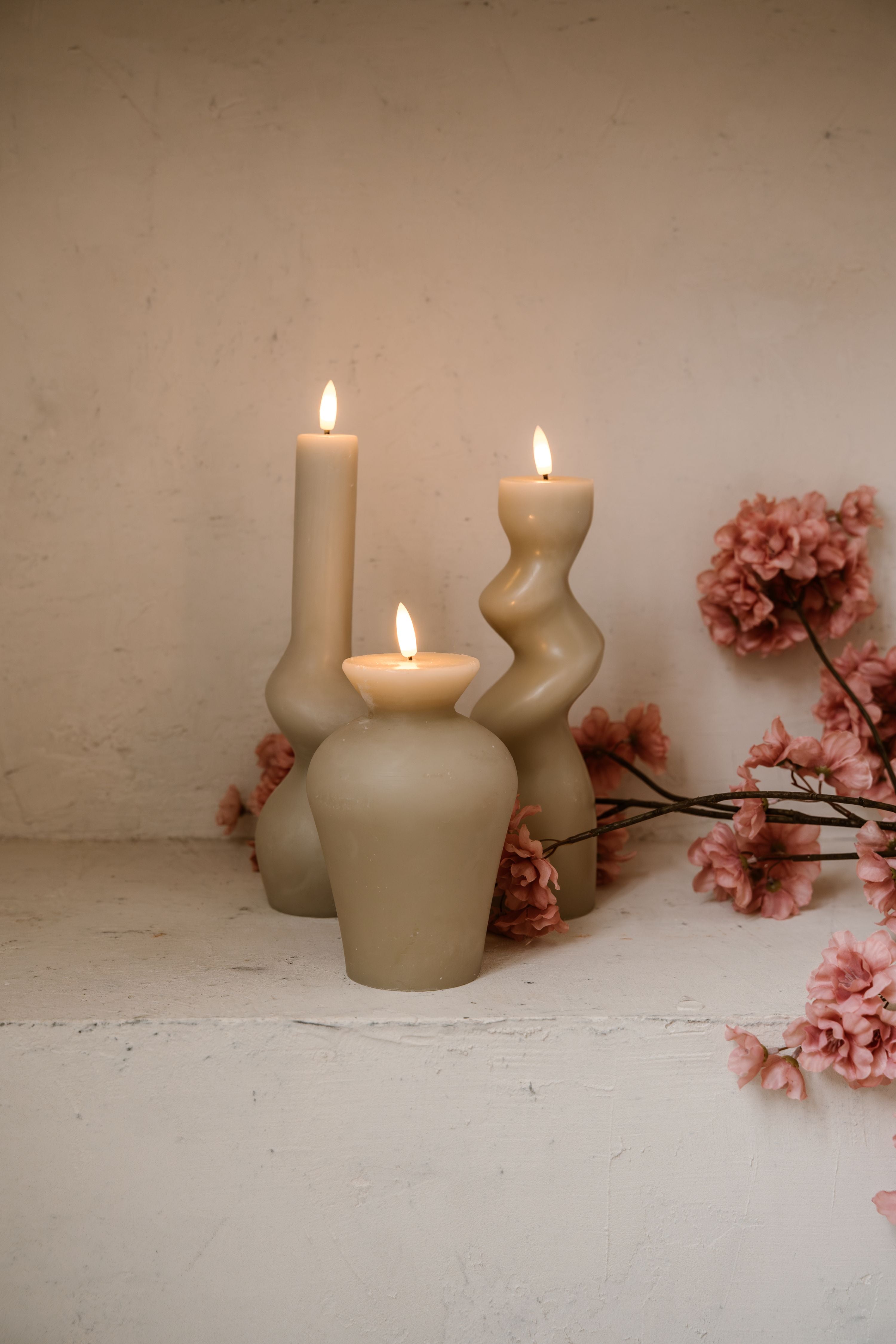 Runde organische Vase Kerze Beige - AB