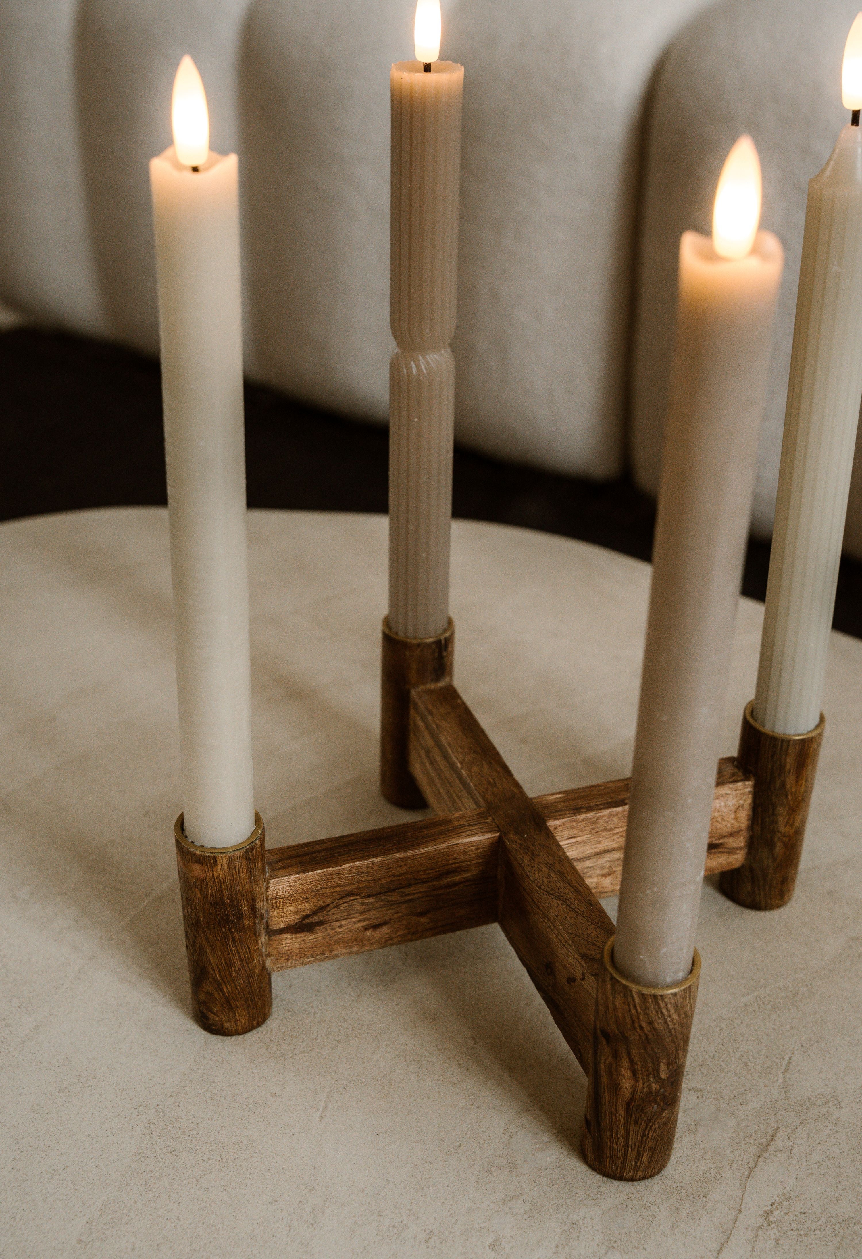 KERZENHALTER LEUCHTE HOLZ 4