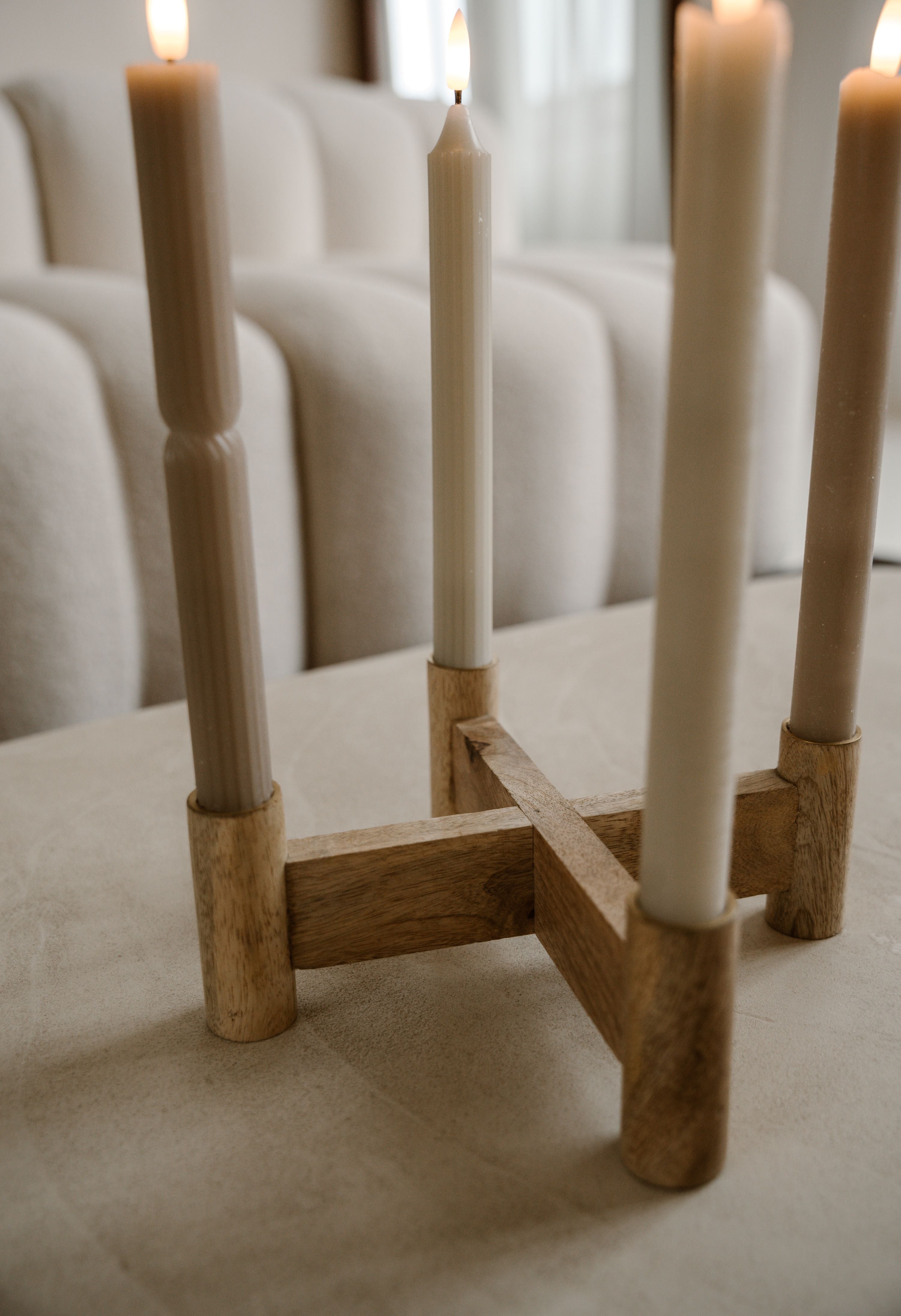 KERZENHALTER LEUCHTE HOLZ 4