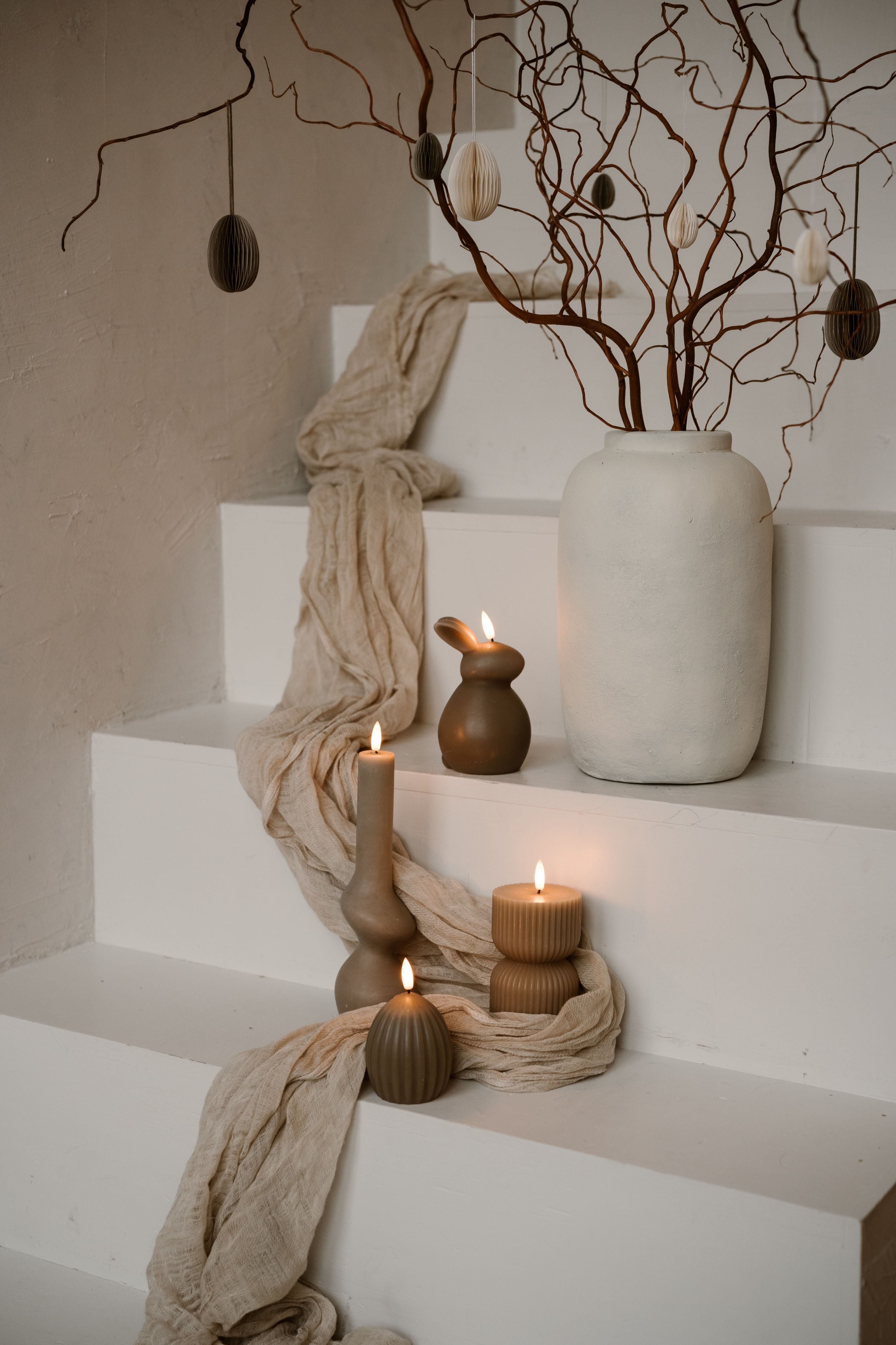 Kaninchenkerze Taupe 2 Ohren oben - AB