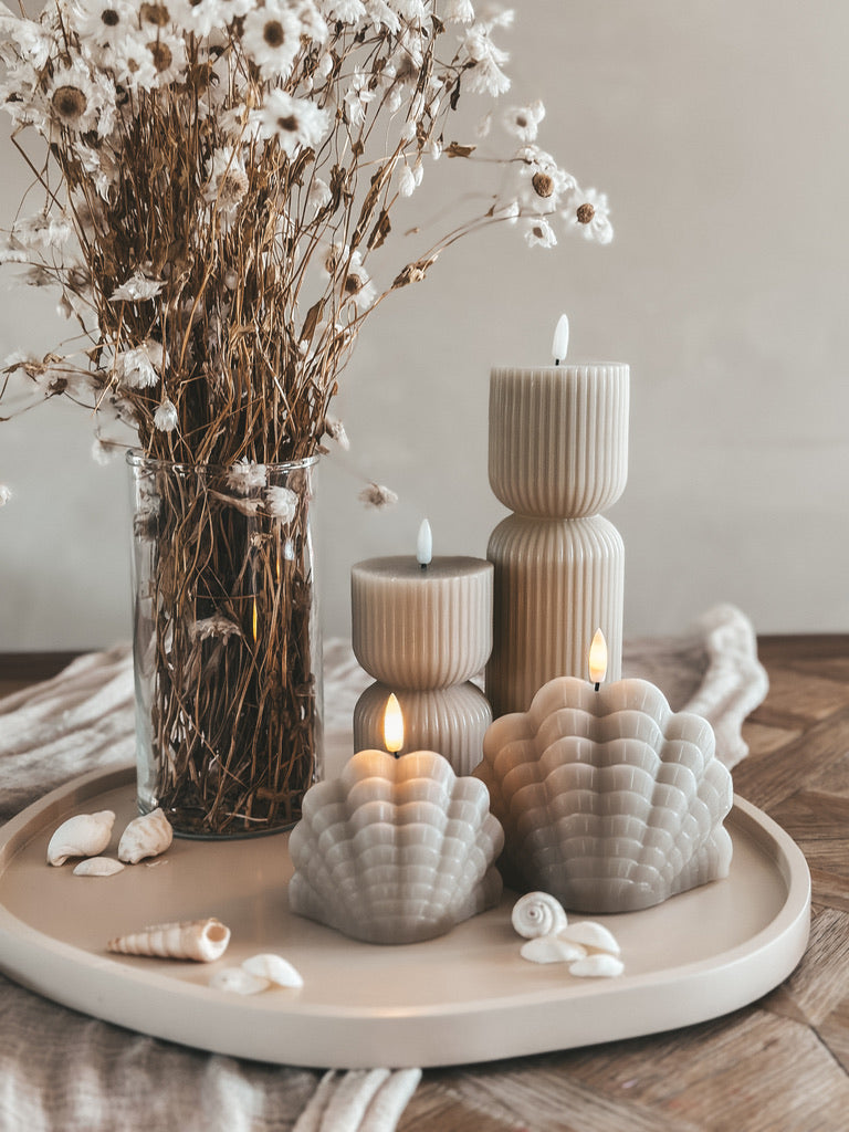 JUNOfiresledkaarsledkaarsbeigeschelpshellkaarstimerzomer