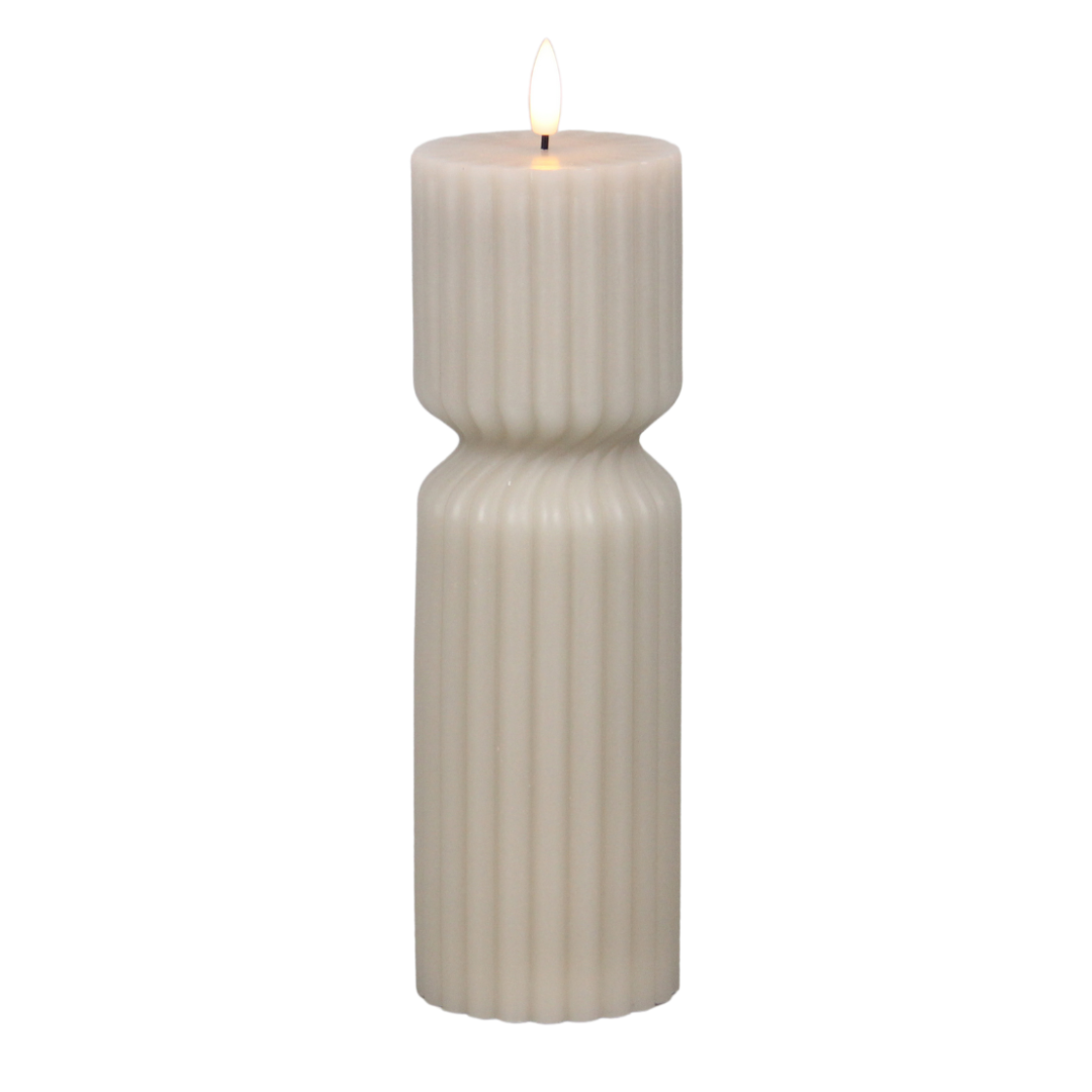 JUNOfires led kaars ledkaars hoge ribbel stompkaars beige twist split l timer