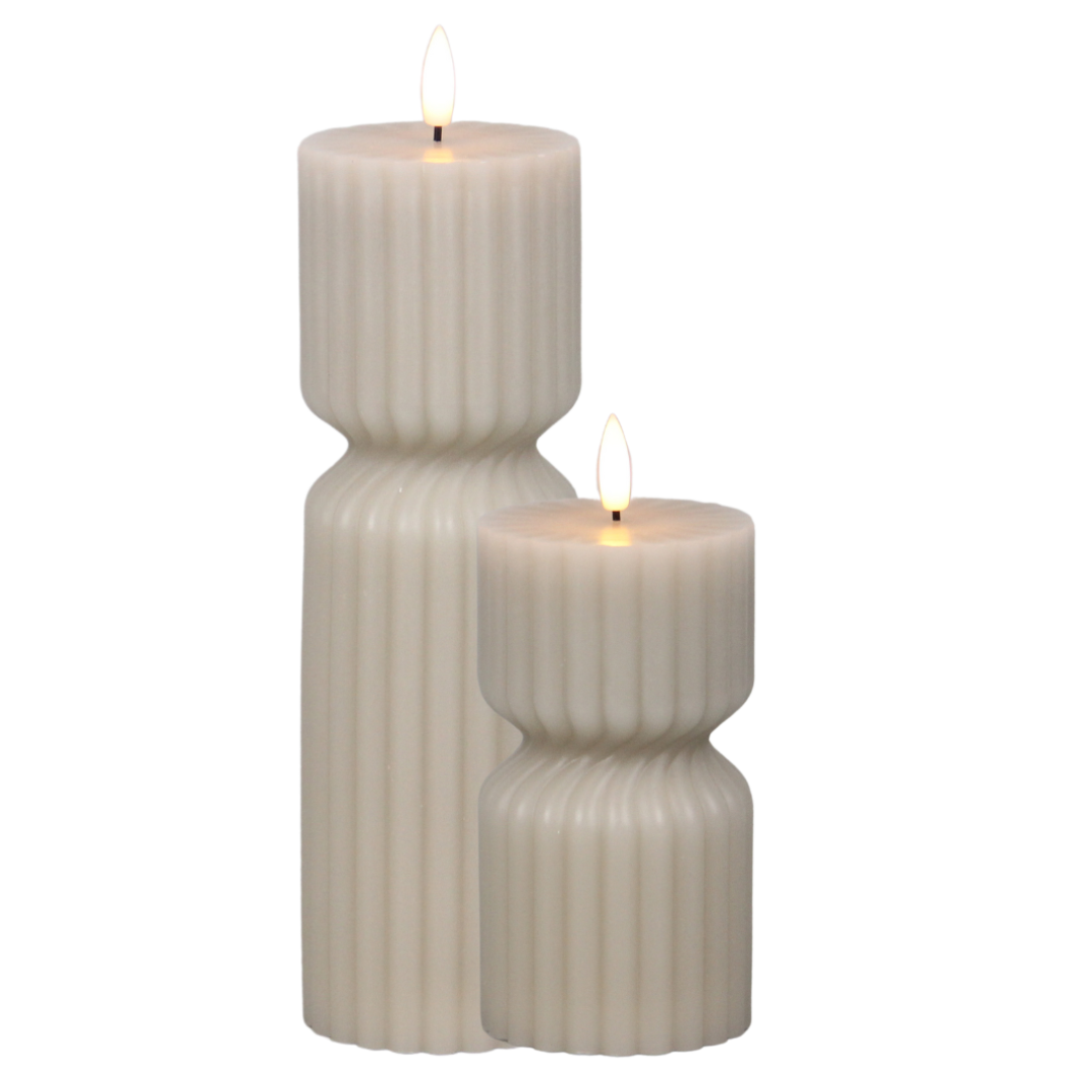 JUNOfires led kaars set ledkaars hoge ribbel stompkaars beige twist split timer