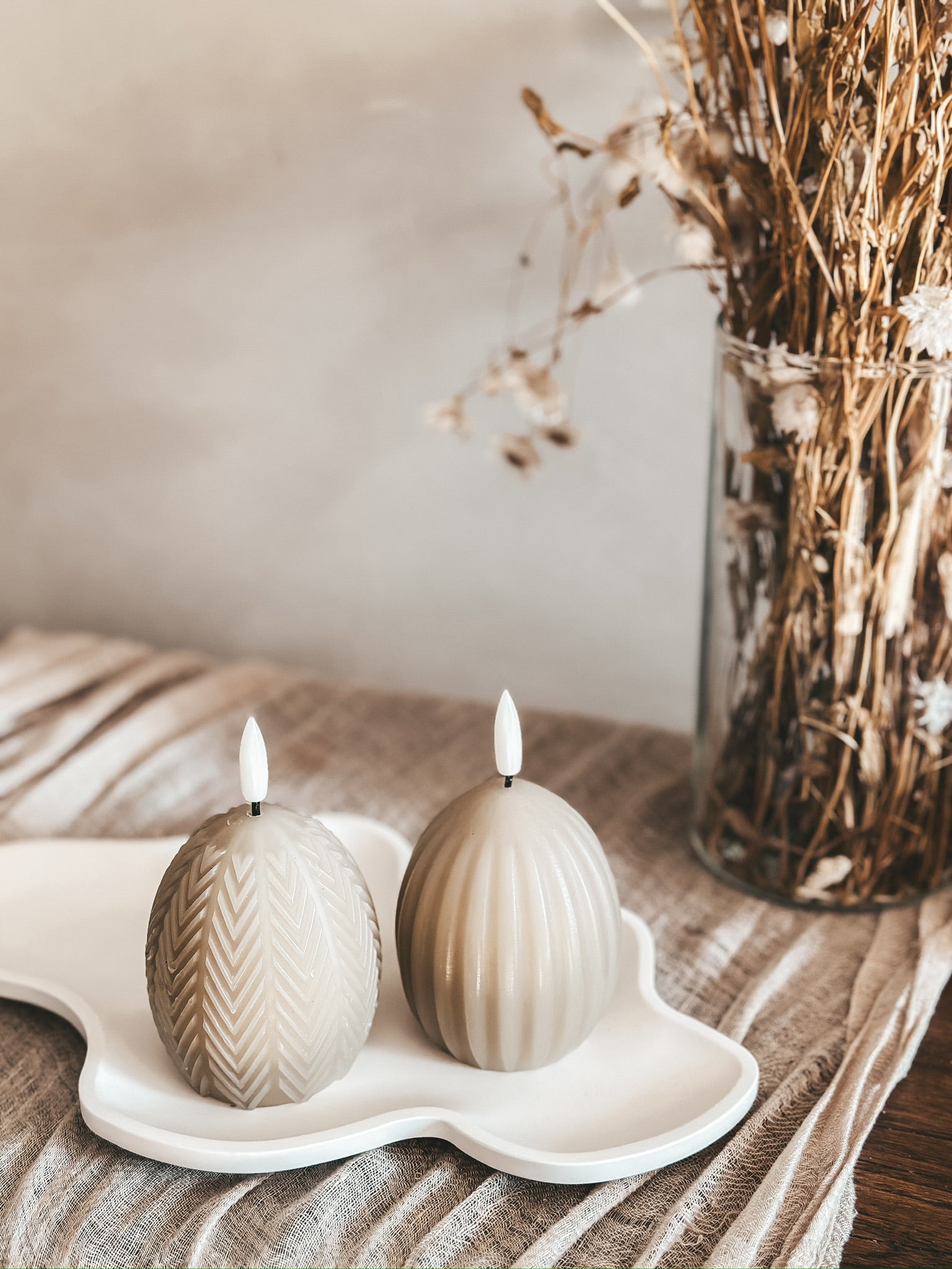 OSTEREIKERZE STREIFEN BEIGE - AB