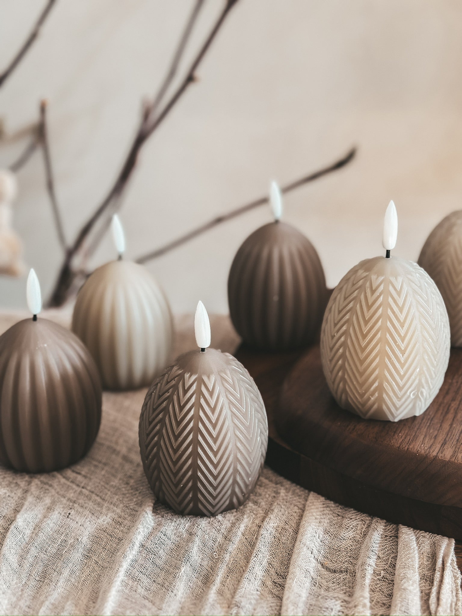 OSTEREIKERZE STREIFEN BEIGE - AB