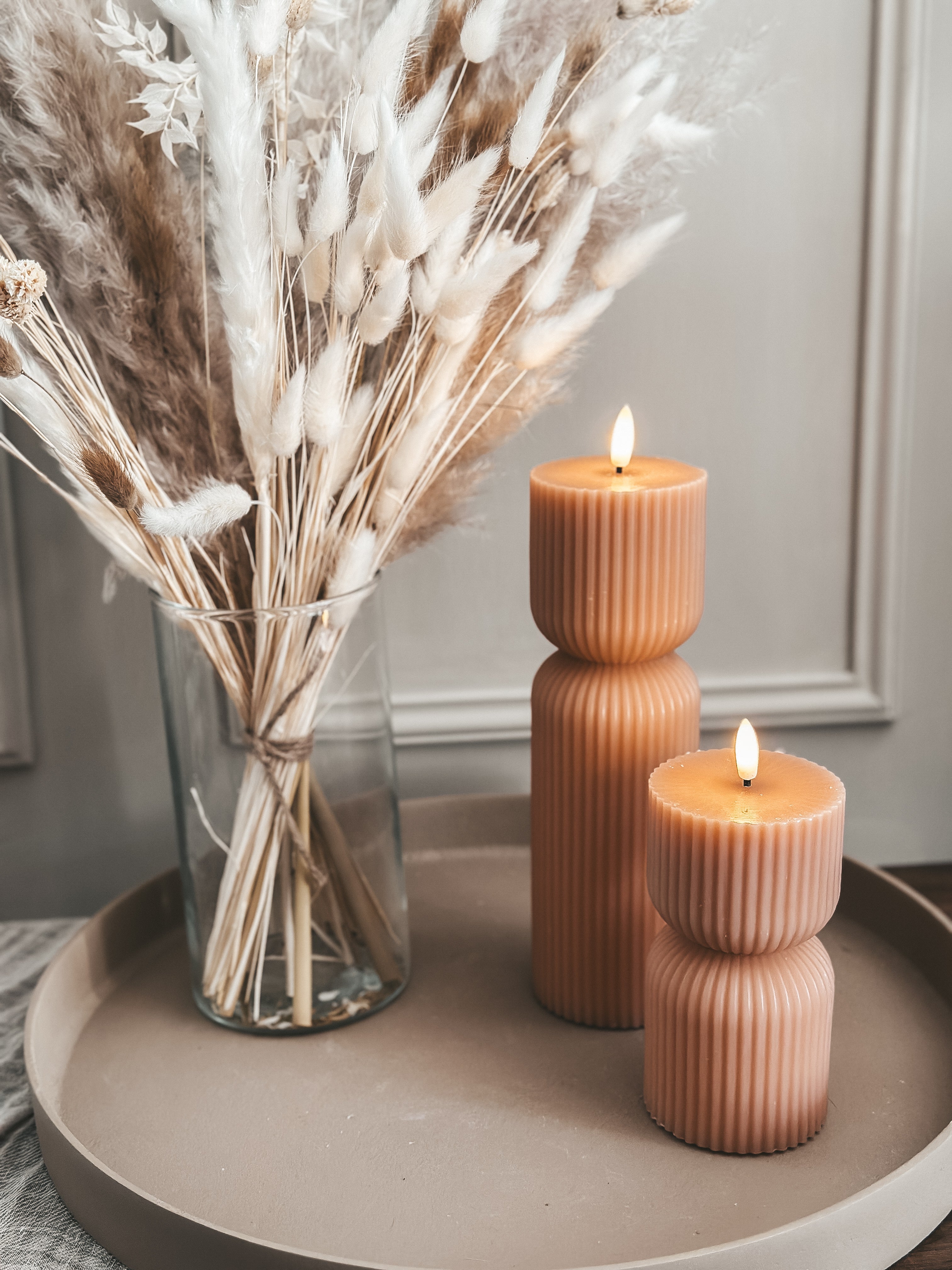 HIGH RIBBLE LED-KERZE L APRICOT- AB