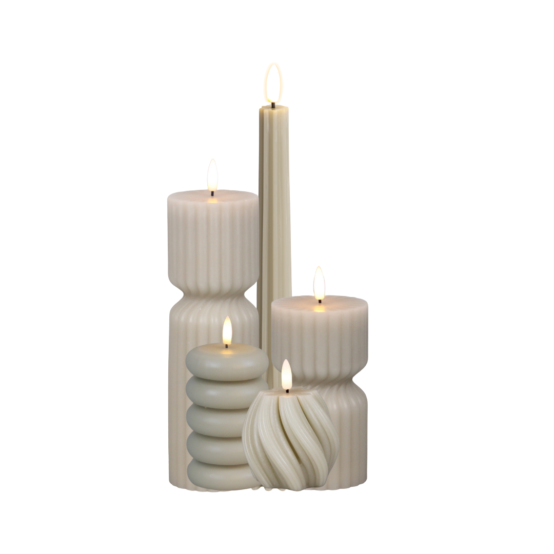 SWIRL RUNDE LED KERZE BEIGE - AB