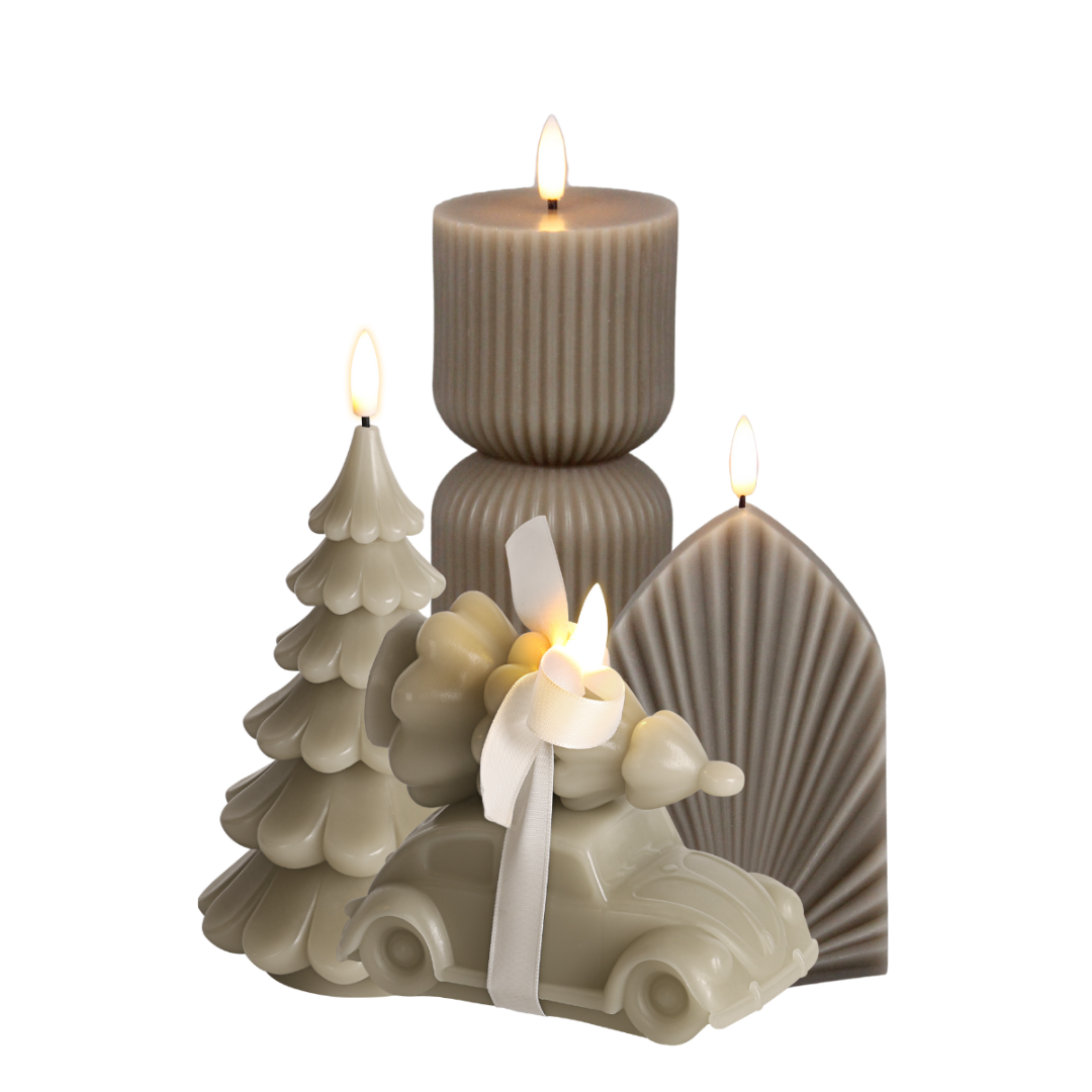SWIRL RUNDE LED KERZE BEIGE - AB