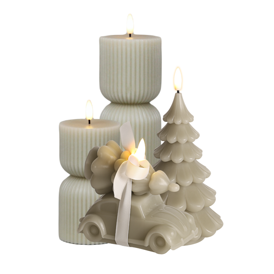SWIRL RUNDE LED KERZE BEIGE - AB
