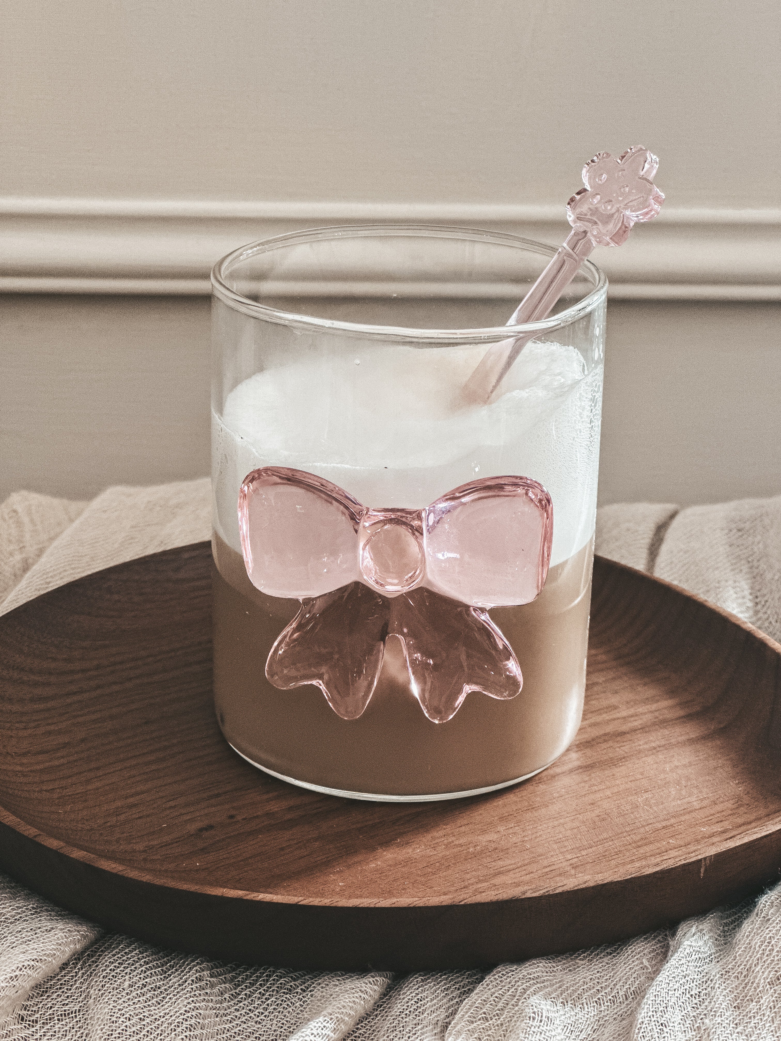 Glas Roze Strik - set van 2