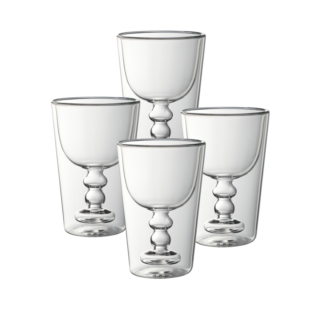 Niedrige, doppelwandige Weingläser – 4er-Set