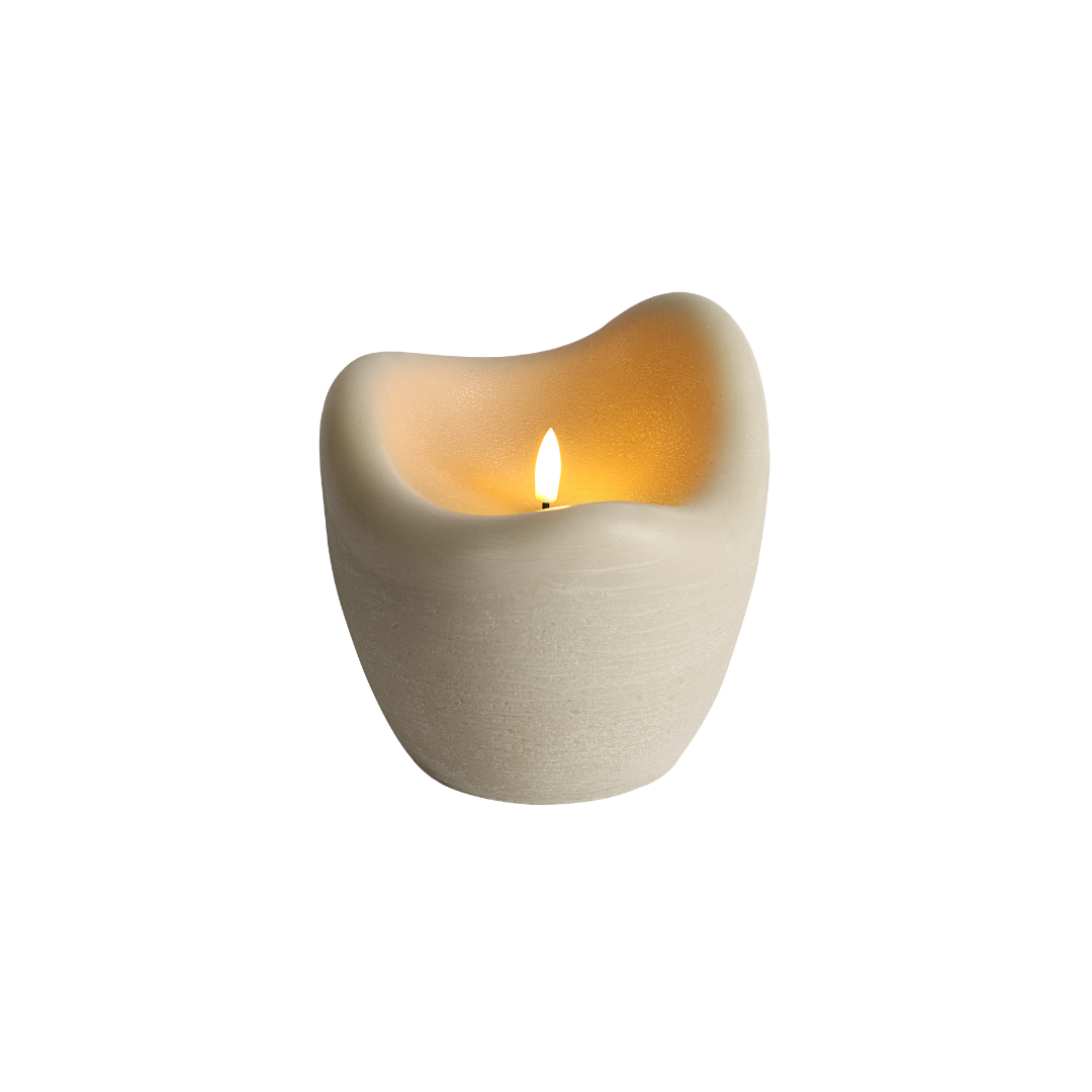 SWIRL RUNDE LED KERZE BEIGE - AB