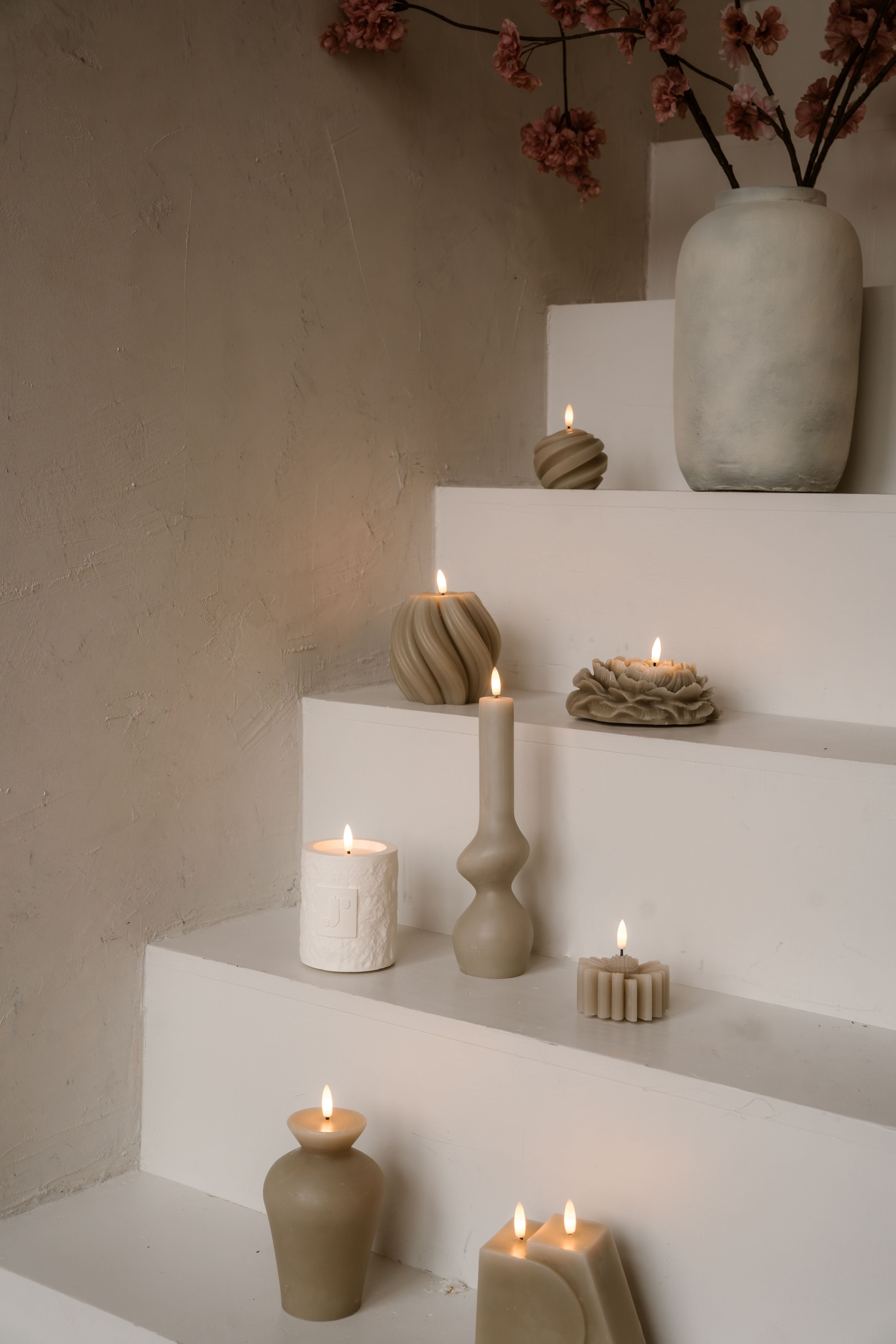 PFINGSTROSE KERZE BEIGE - AB