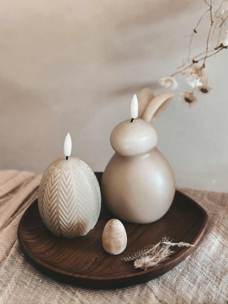 Kaninchenkerze beige 2 Ohren oben - AB