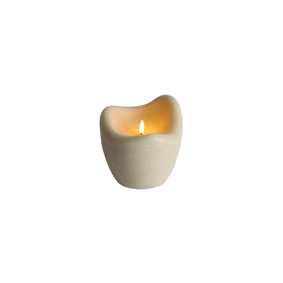 SWIRL RUNDE LED KERZE BEIGE - AB