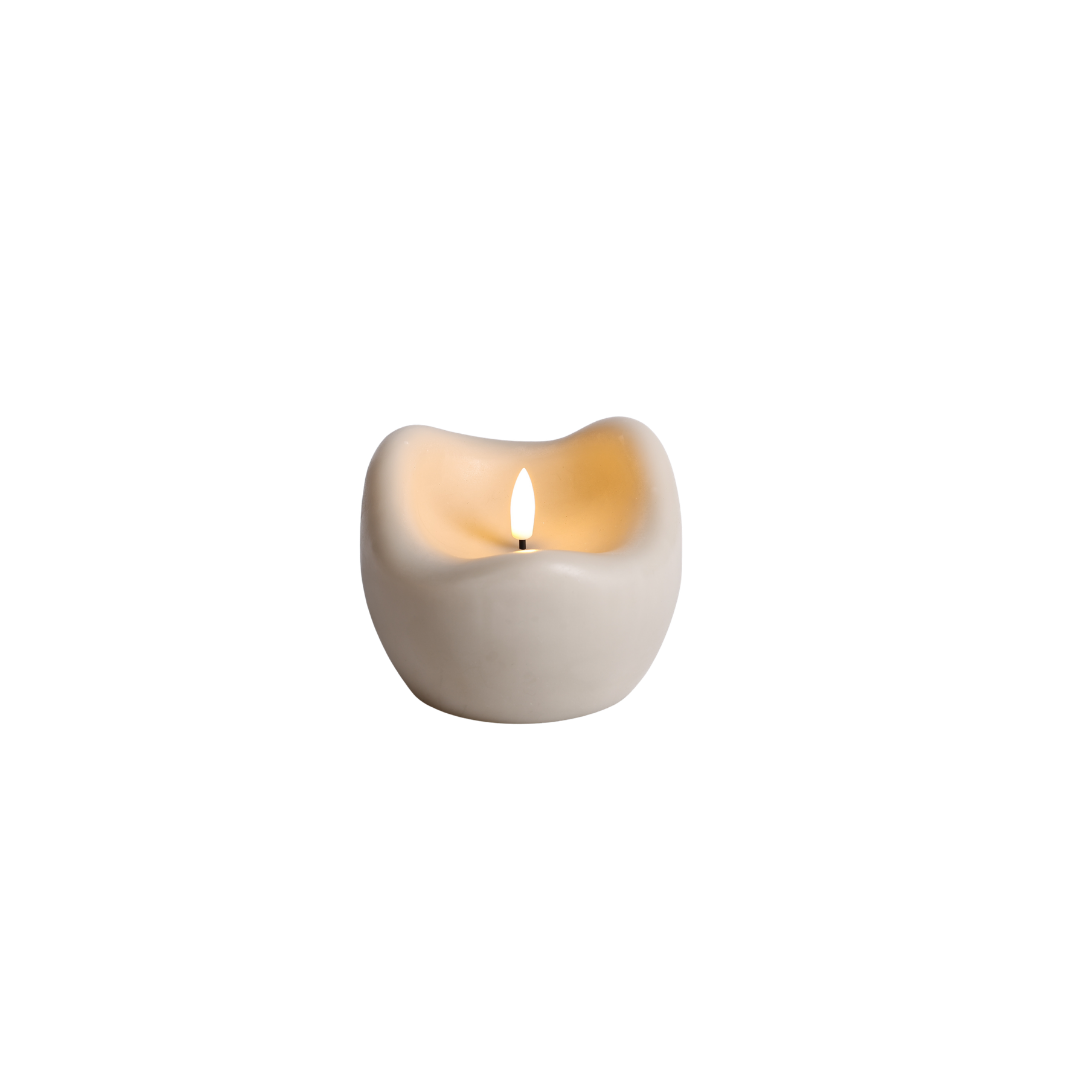 SWIRL RUNDE LED KERZE BEIGE - AB